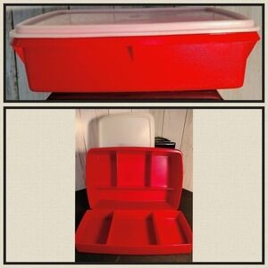 Tupperware Vintage Stow-N-Go Organization Container Set Red  (C6)